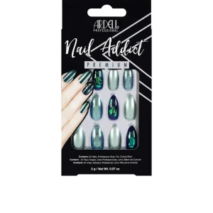 Ardell Nail Addict Green Glitter Chrome New